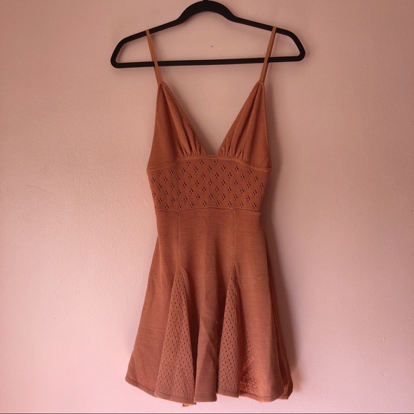 For Love & Lemons Peach Knit Babydoll Dress - Picture 2 of 4